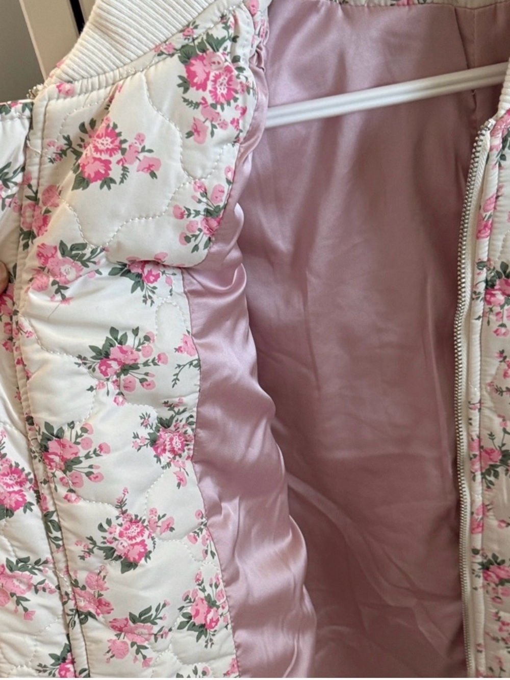 MABLE Floral Quilted Pink Satin-Lined Jacket - Women